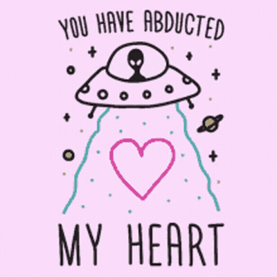 Alien Flying Through Space Saying You Have Abducted My Heart GIF
