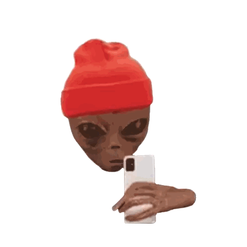 Alien In Red Hat Holding NCM Sign Sticker