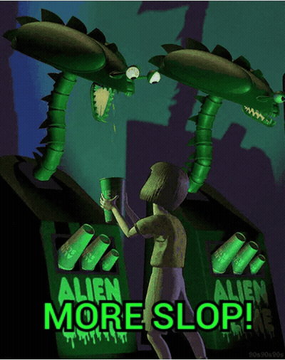 Alien More Slop Poster Girl Holding Can GIF