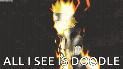 All I See Is Doodle Is Written On A Black Background With A Cartoon Character . GIF