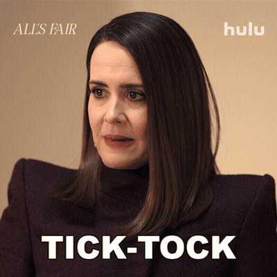 All's Fair Poster With Woman Tick-Tock GIF