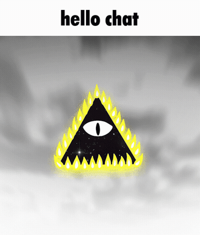 All Seeing Eye In Triangle With Flames Hello Chat GIF
