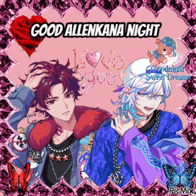 Allen Kana Night Greeting Card With Two Anime Characters GIF