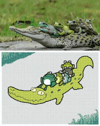 Alligator And Frog Friends GIF
