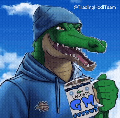 Alligator Holding Cup Of Lacoste GM Sundays Coffee GIF