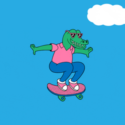 Alligator On Skateboard Floating In Dreams GIF