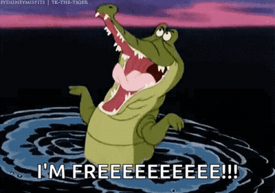 Alligator Standing In Water Saying Im Free GIF