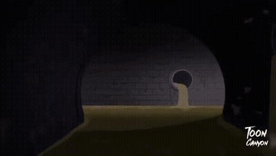Alligators Swimming In Tunnel With Toon Canyon GIF