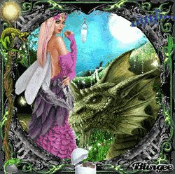Alluring Fairy And Her Glowing Dragon  GIF