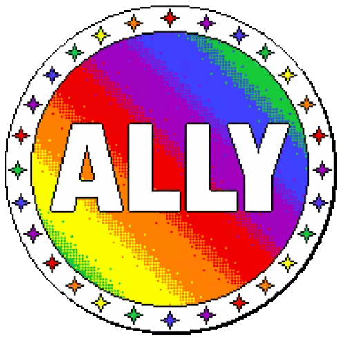 Ally Word On Rainbow Background Sticker