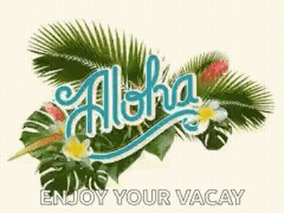 Aloha Surrounded By Tropical Leaves And Flowers GIF