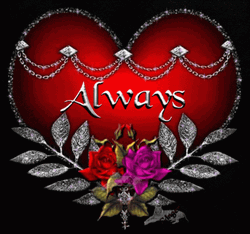 Always Heat Shape With Gray Glitterings And Roses GIF
