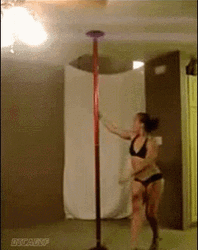 Amateur Pole Dancing Pole Fail GIF