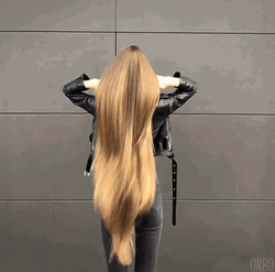 Amazing Glossy Long Blonde Hair GIF