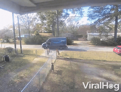 Amazon Delivery Van Parked On Roadside GIF