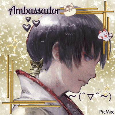 Ambassador With Cat On Ear GIF
