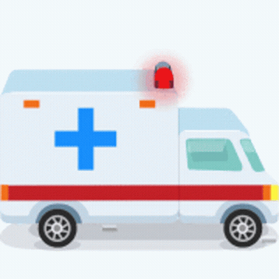 Ambulance With Blue Cross And Red Light GIF