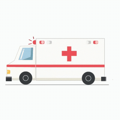 Ambulance With Red Cross Driving Down Street GIF