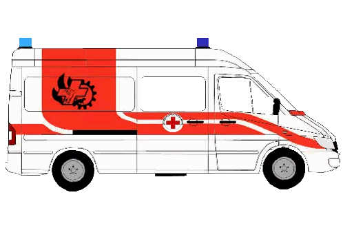 Ambulance With Red Cross Sticker