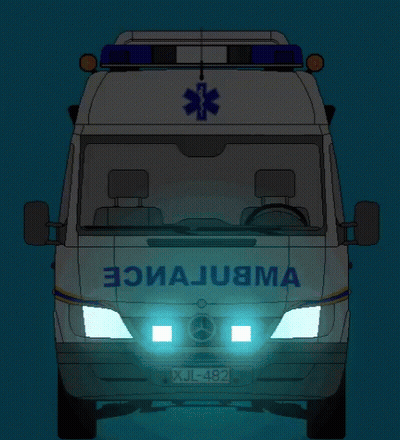 Ambulance With XJL 482 License Plate GIF