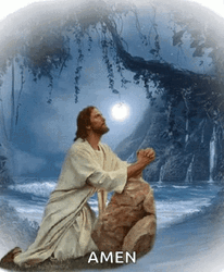 Amen Jesus Christ Praying In Moonlight GIF