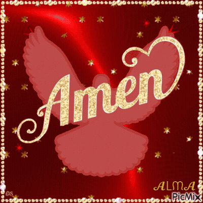 Amen On Red Background With Dove GIF