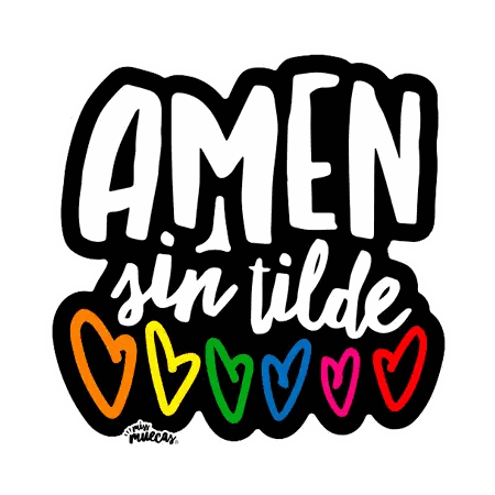 Amen Sign Surrounded By Colorful Hearts Sticker