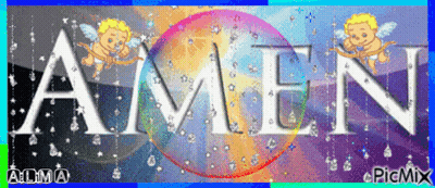 Amen Surrounded By Angels And Stars GIF
