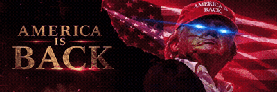 America Is Back Poster With Man In Red Hat GIF