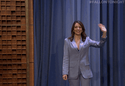 American Actress Tina Fey Smile And Wave GIF