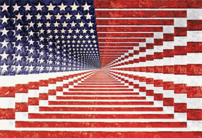 American Flag Optical Illusion With Staircase GIF