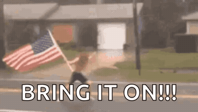 American Flag Runner Saying Bring It On GIF
