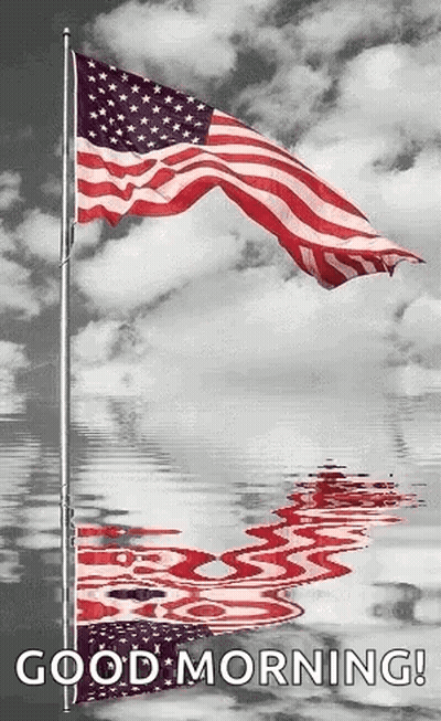 American Flag Waving Against Cloudy Sky GIF