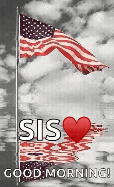 American Flag Waving Good Morning GIF