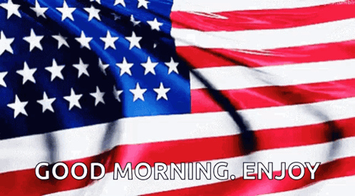 American Flag Waving Good Morning Enjoy GIF