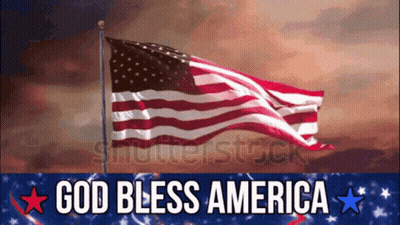 American Flag Waving With God Bless America GIF