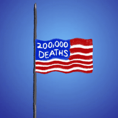 American Flag With 200,000 Deaths GIF