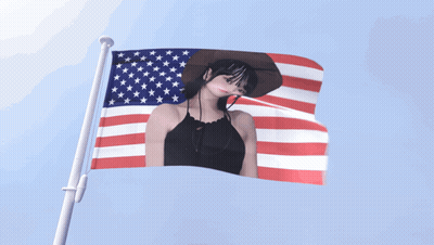 American Flag With Cowboy Hat Woman GIF