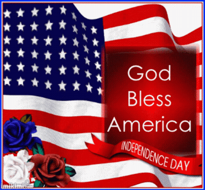 American Flag With God Bless America GIF