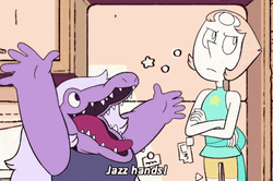 Amethyst Waving Jazz Hands To Pearl GIF