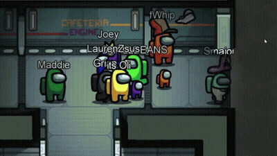 Among Us Characters Gathered In A Room GIF