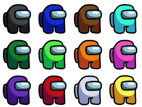 Among Us Characters In A Variety Of Colors Are Shown On A White Background Sticker