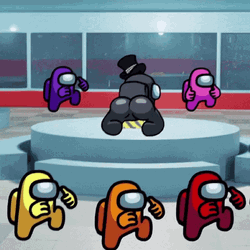 Among Us Characters Mob Dance Meme GIF