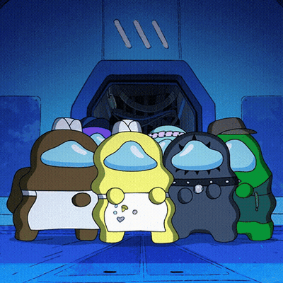 Among Us Characters Standing In Doorway GIF