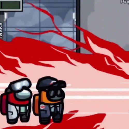Among Us Characters Standing Together GIF