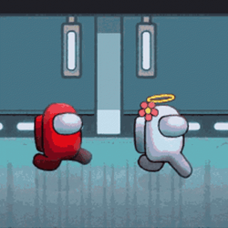 Among Us Red Impostor Kill Behind White GIF
