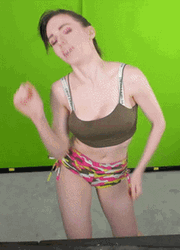 Amouranth Dancing Green Wall GIF