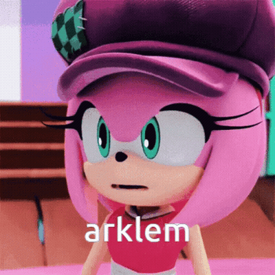 Amy Rose In Purple Hat And Pink Shirt GIF