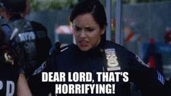Amy Santiago Horrified While Standing GIF