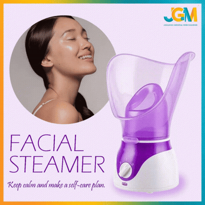An Ad For A Facial Steamer With A Picture Of A Woman And The Words Keep Calm And Make A Self-Care Plan GIF